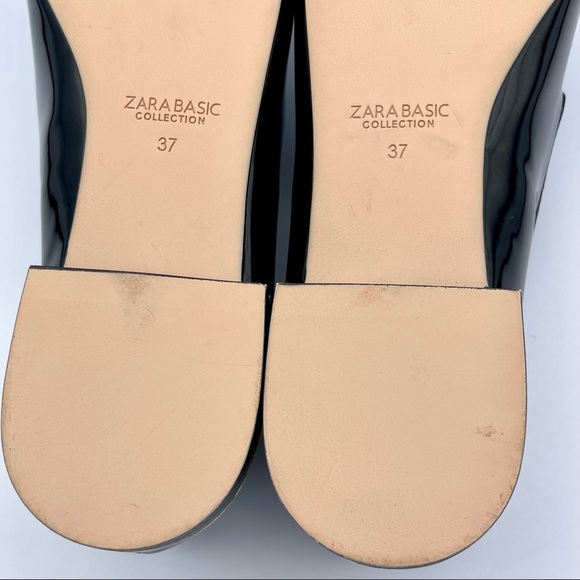 ZARA | Tasseled Black Patent Leather Style Loafer Flats | Size US 6.5 / EUR 37 - Picture 11 of 13